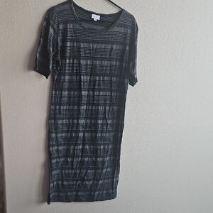 LuLaRoe Black and Charcoal Striped Dress